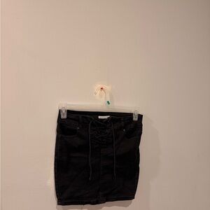 Revamped Black Lace-Up Mini Skirt